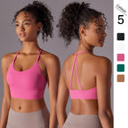 Sport Bra Soft Backless Sexy Women Fitness Bra Tights Yoga Vest High Strength Shockproof Gym Sports Top Push up with Chest Pad