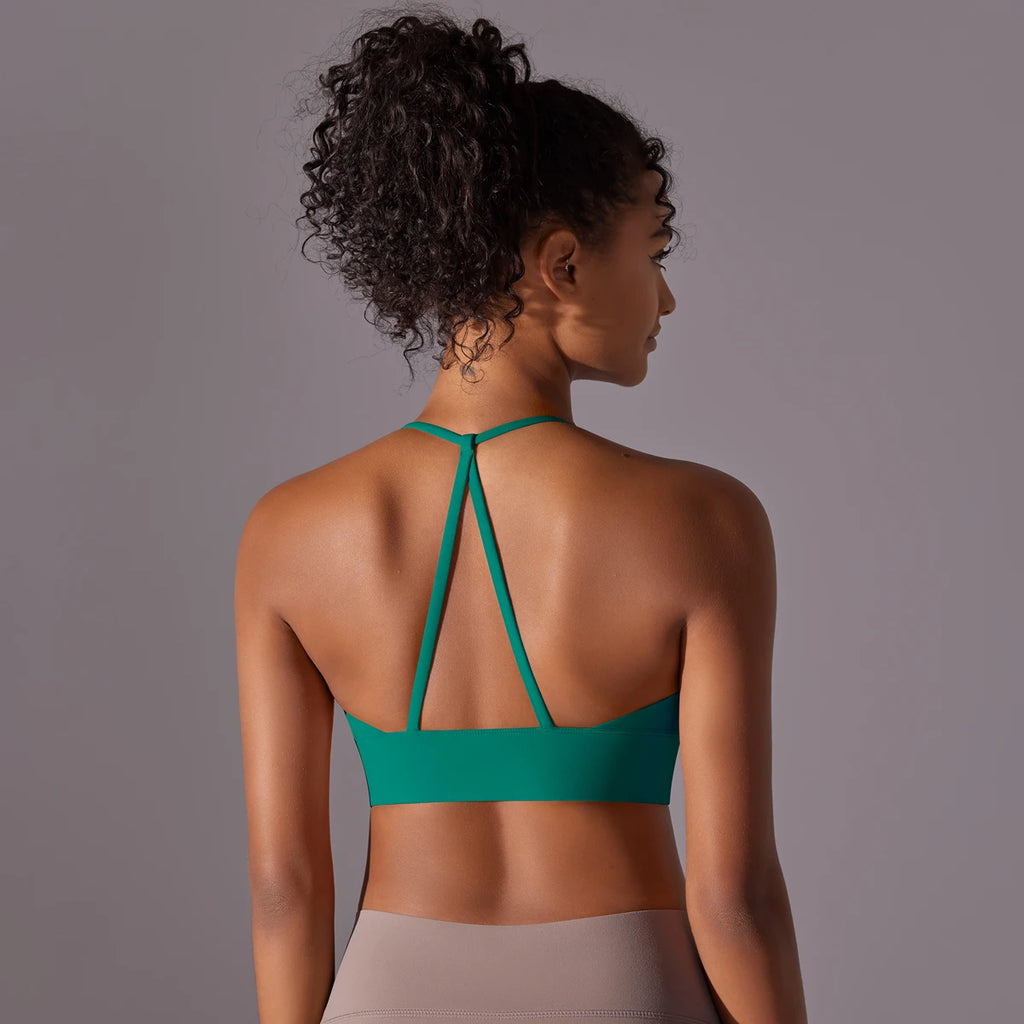 Sport Bra Soft Backless Sexy Women Fitness Bra Tights Yoga Vest High Strength Shockproof Gym Sports Top Push up with Chest Pad