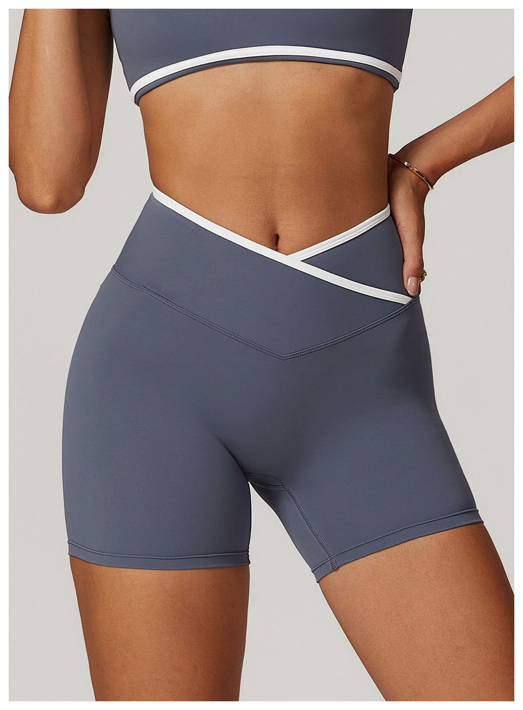 High Waist Crossback Shorts - Sculpting Fit and Style
