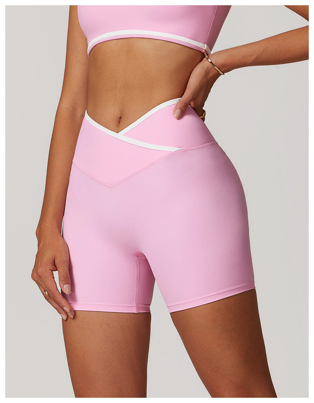 High Waist Crossback Shorts - Sculpting Fit and Style