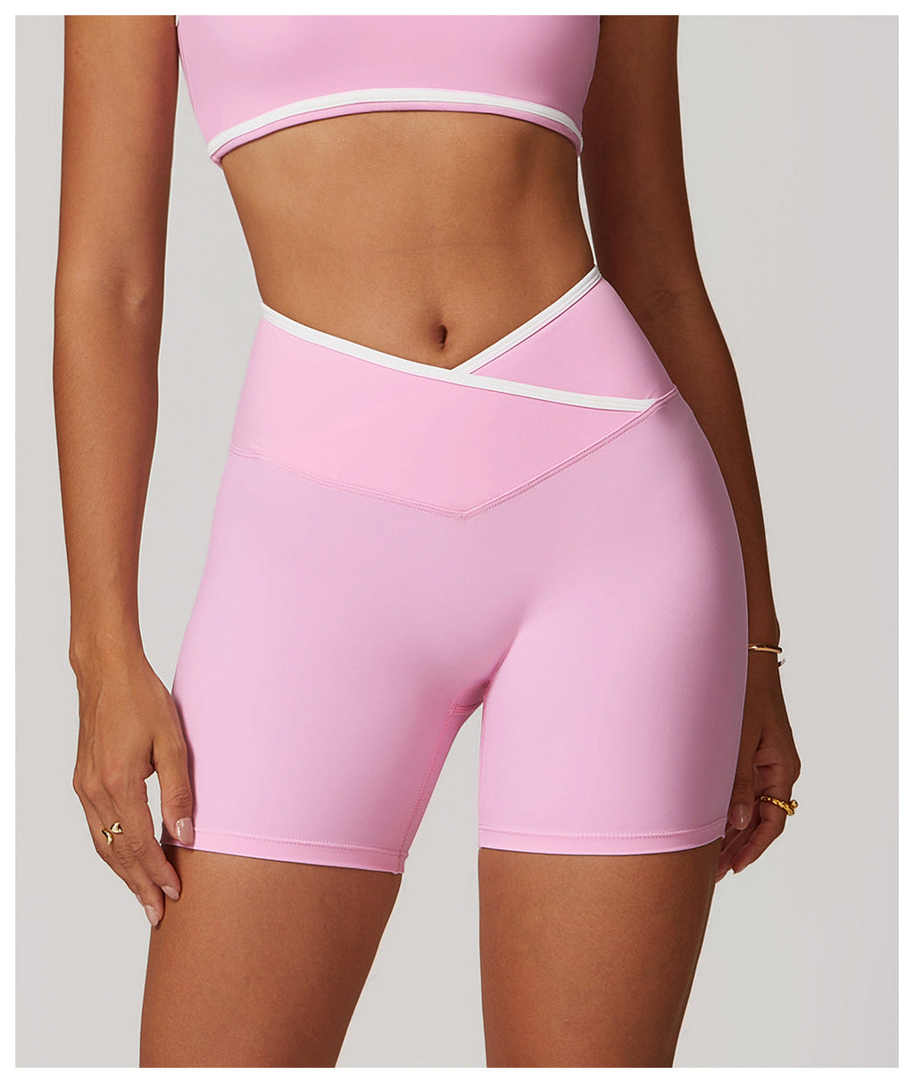 High Waist Crossback Shorts - Sculpting Fit and Style