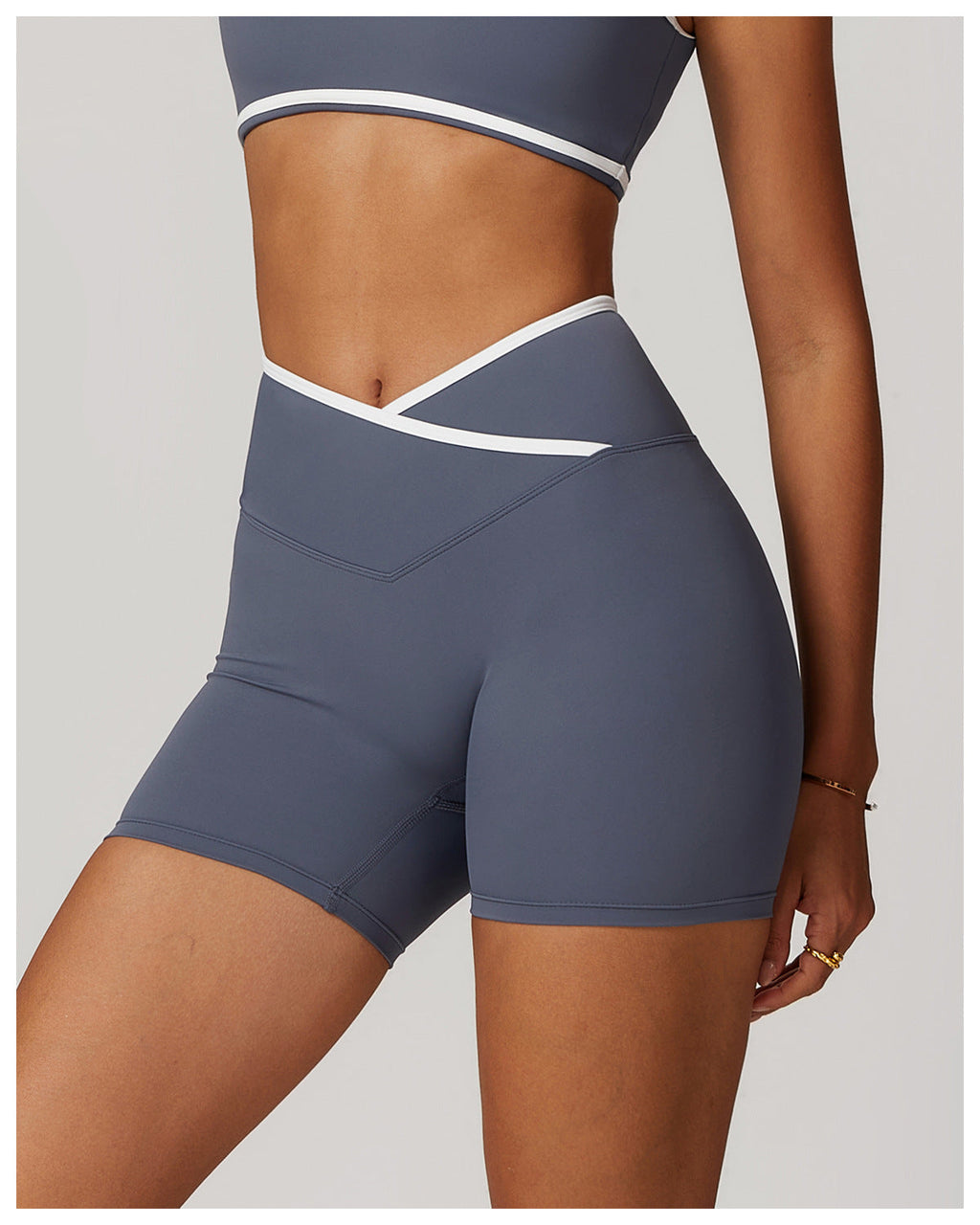 High Waist Crossback Shorts - Sculpting Fit and Style