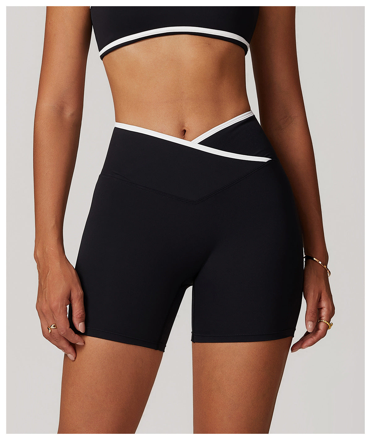High Waist Crossback Shorts - Sculpting Fit and Style