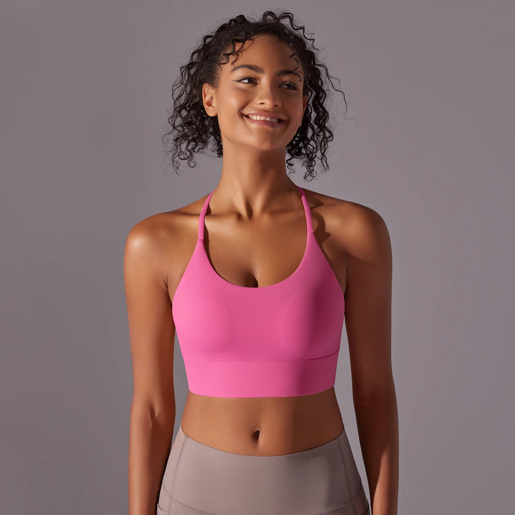 Sport Bra Soft Backless Sexy Women Fitness Bra Tights Yoga Vest High Strength Shockproof Gym Sports Top Push up with Chest Pad
