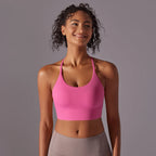 Sport Bra Soft Backless Sexy Women Fitness Bra Tights Yoga Vest High Strength Shockproof Gym Sports Top Push up with Chest Pad